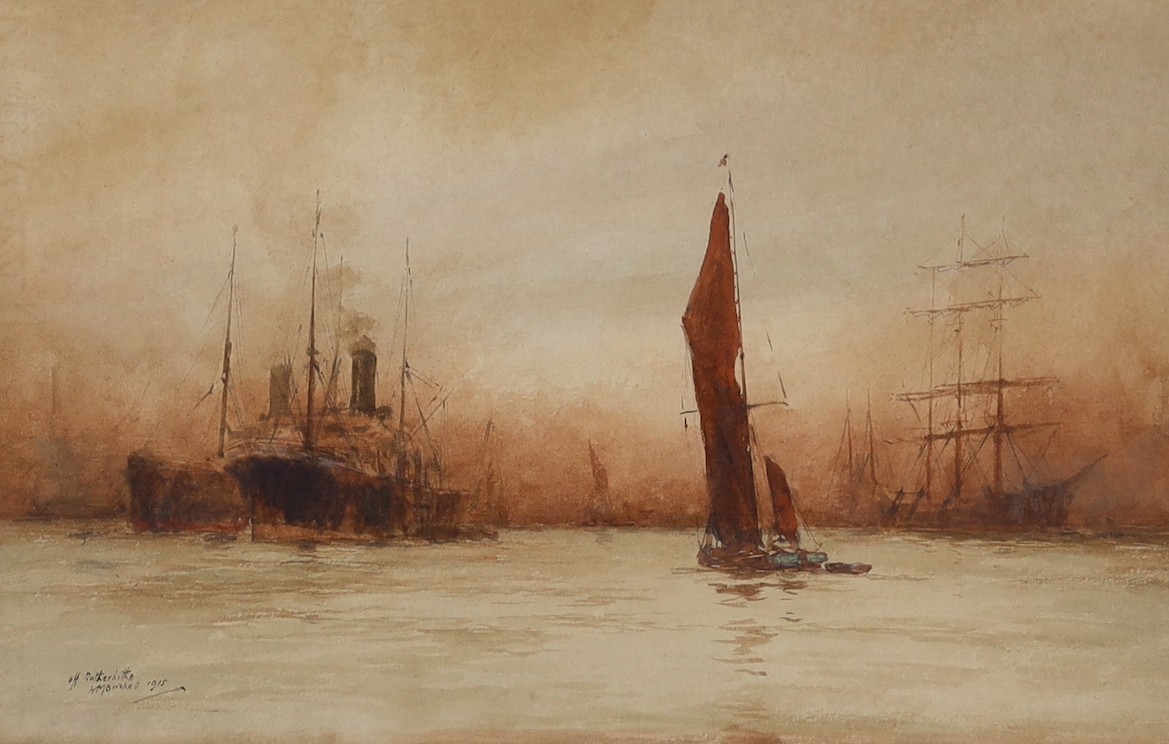 William Minshall Birchall (1804-1941), pair of watercolours, 'Off Rotherhithe' and 'Out with wind and tide, Limehouse', signed and dated 1915/16, 17 x 27cm